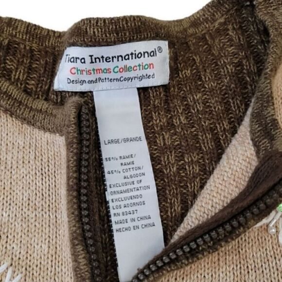 NEW Vintage Tiara International Christmas Embellished Zip Up Sweater Cardigan - Picture 13 of 14